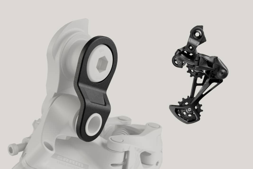 T-Type-Stabilität für alle? Das neue S100-Schaltwerk kostet nur 75 Euro, ist aber mit dem sogenannten UDH Half Mount kompatibel. Dieser verbindet das Schaltwerk über den UDH-Befestigungsbolzen direkt mit dem Rahmen und erhöht so die Stabilität. Die Kosten für das nette Extra: 11 Euro.