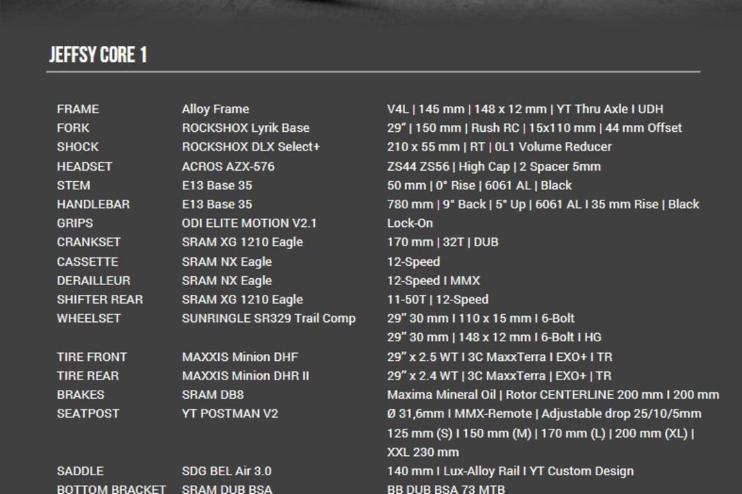 YT Jeffsy Core 1 | aluminium frame | 2499 euros | 16 kilos