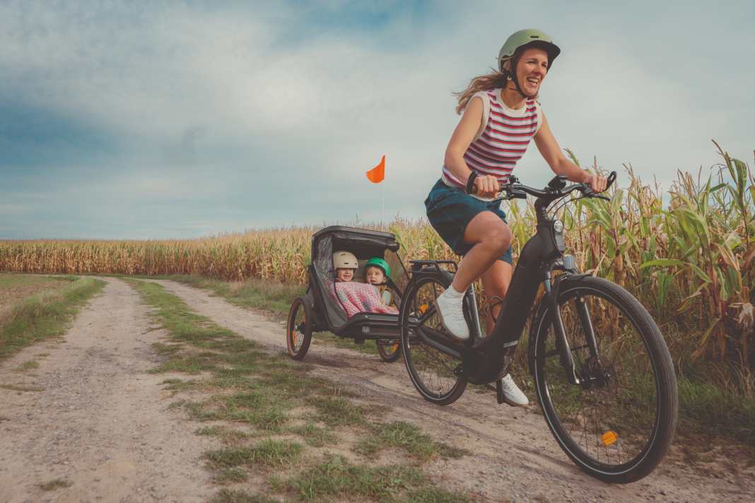 The ROCKRIDER EXPL 900 bike trailer from Decathlon is a safe and comfortable transport solution for families.