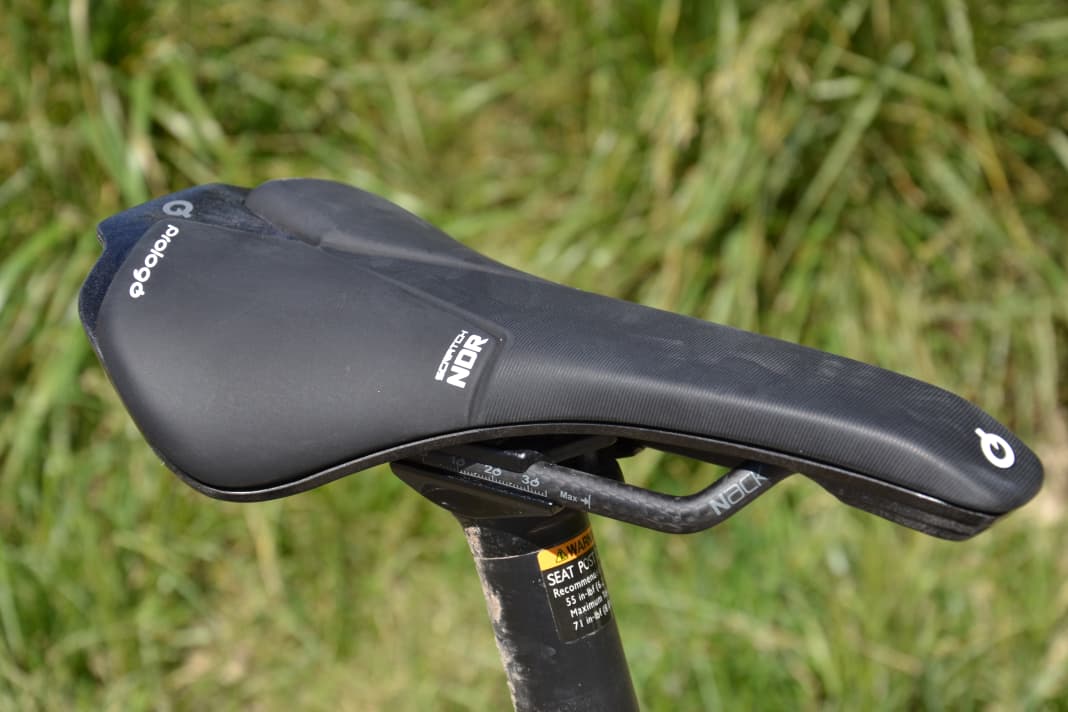 The new Prologo Scratch NDR saddle is shorter than many, but has a wide saddle nose.