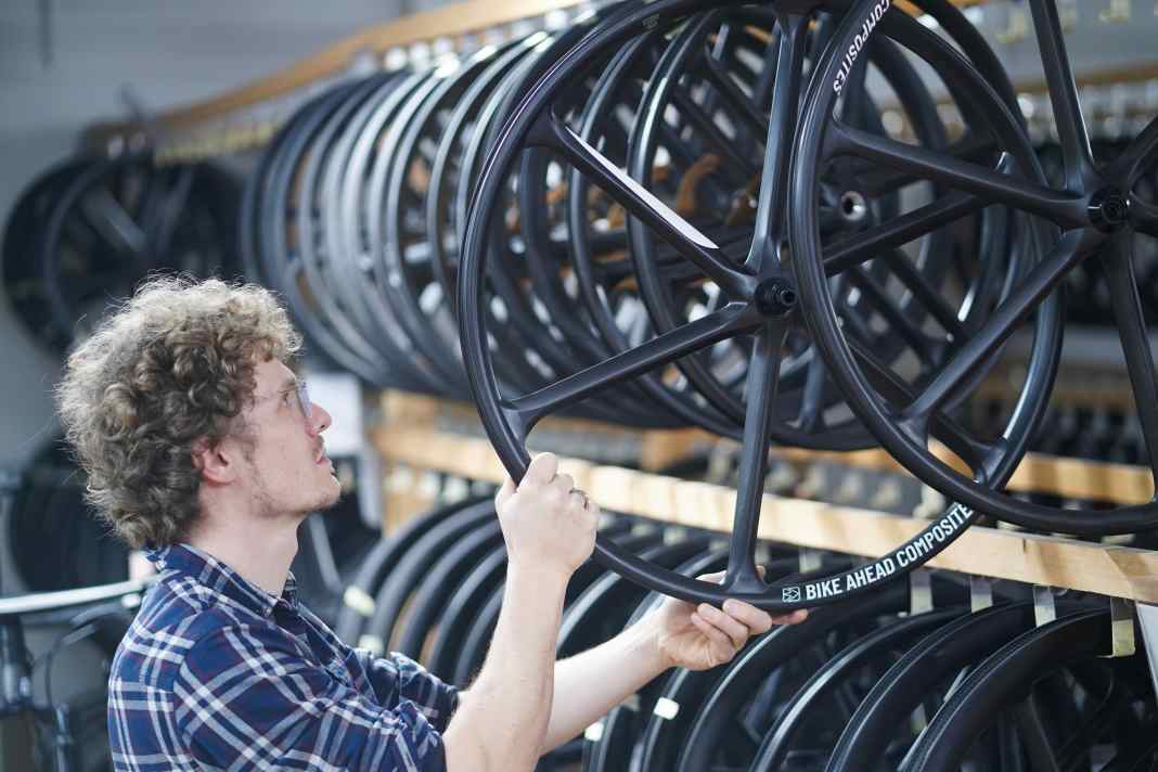 Simply taking them off the shelf is not an option: 32-inch wheels are not yet available to buy. At Bike Ahead, we build our own.