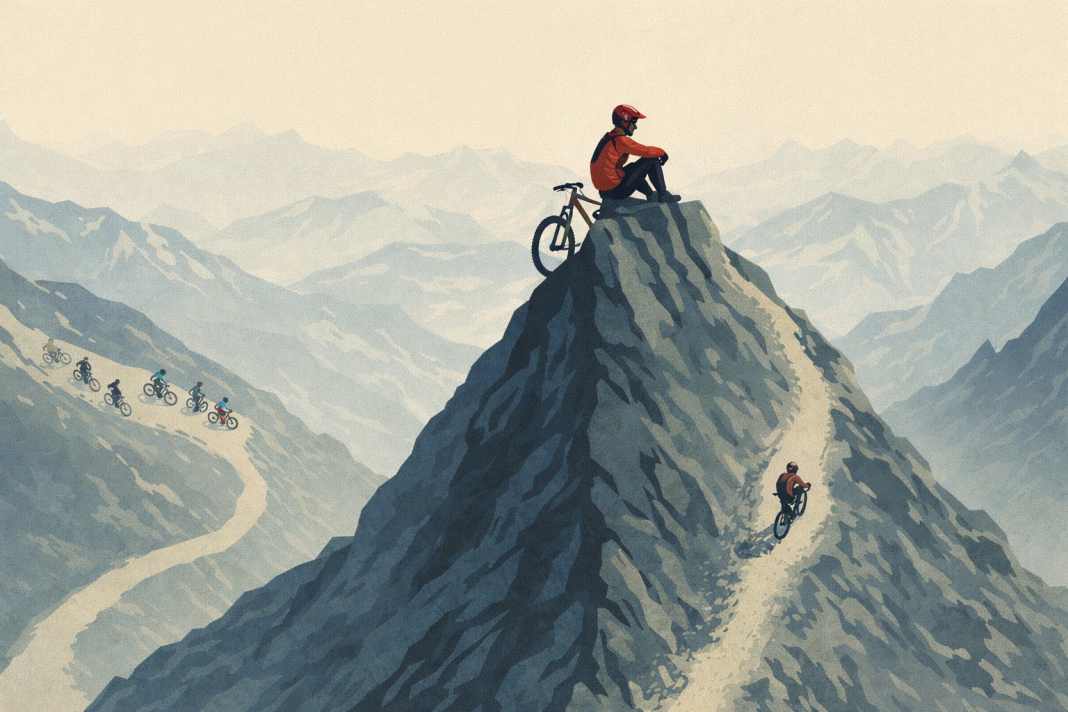Those who ride better than their friends often ride alone. A small tragedy on narrow paths.