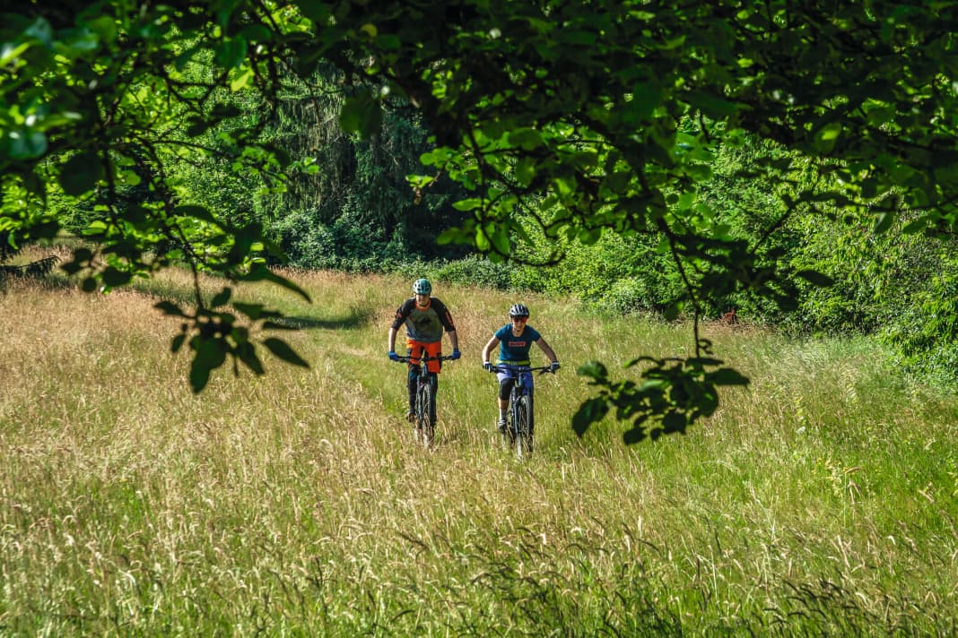 It looks idyllic, but the two are mentally preparing for the next trail vertical on the Breitenstein.