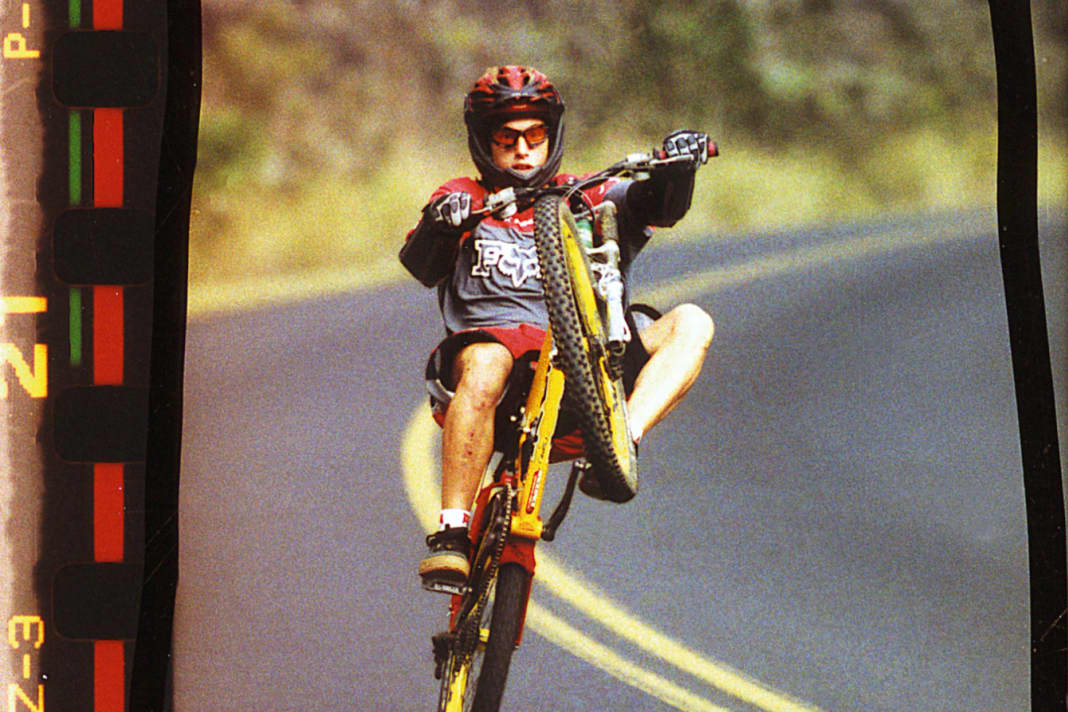 Surfing on tarmac: Bobby Root races down the coastal road at almost 100 kilometres per hour.