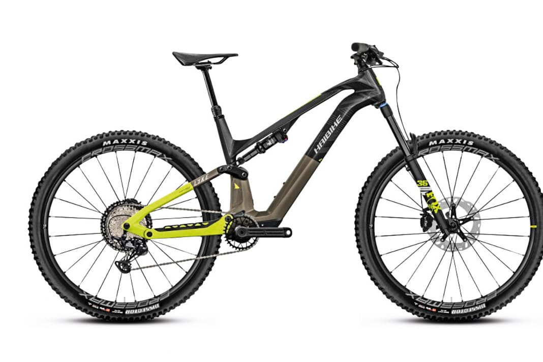 Minimal-assist e-MTB Haibike Lyke: The trail bike (140/140 mm) from the Schweinfurt e-bike specialists is brand new. A Fazua motor accelerates and provides support with a maximum of 60 Newton metres. The 430 watt-hour battery lasts quite a while when ridden economically. The top model (9999 euros) weighs 18.6 kilos. Available from November. Weight: n. A. Price: 7499 euros 