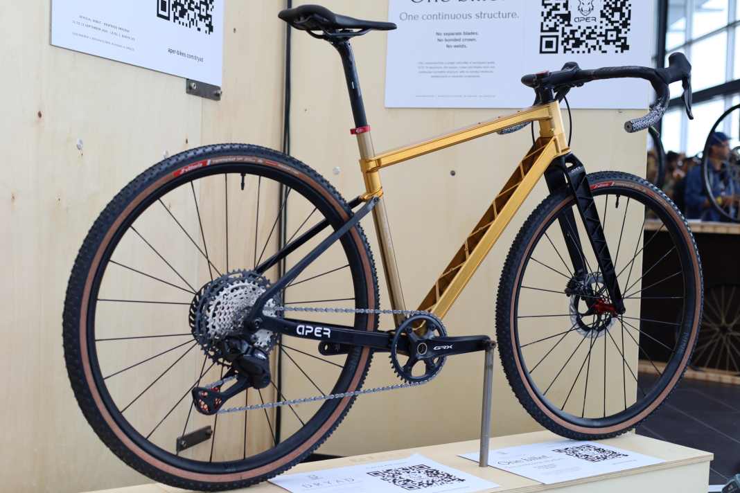 Something a bit different: the Aper Dryad gravel bike is constructed from heavily machined aluminium profiles.