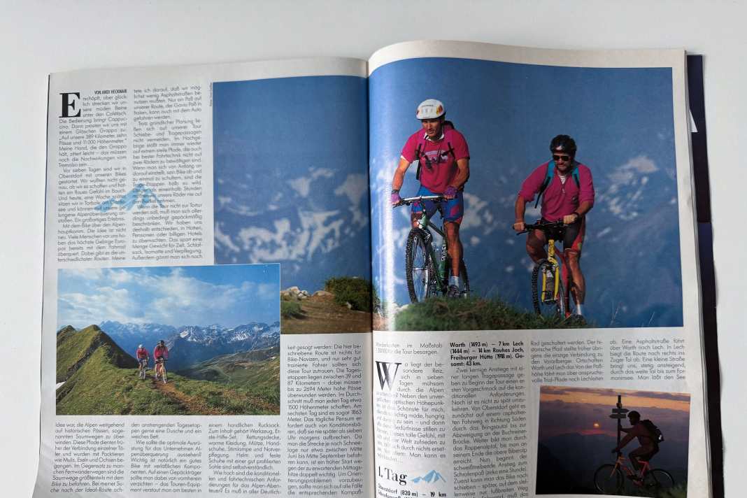 Andi Heckmair auf seiner Transalp-Route im Jahr 1990.