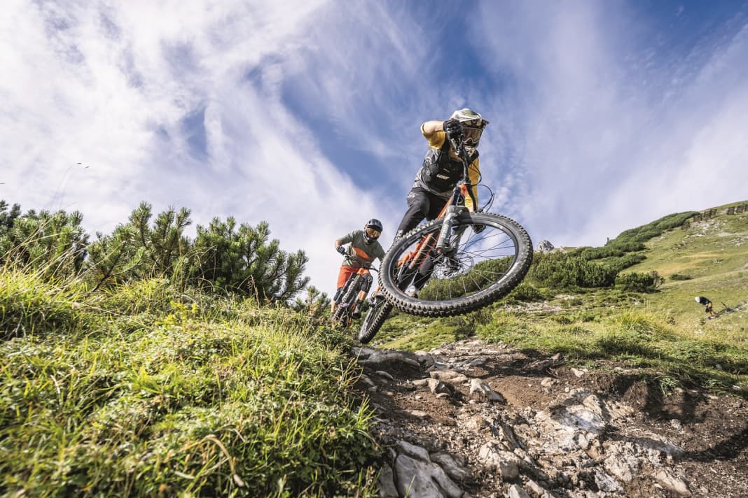 The long-travel suspension forks need to be able to swallow.