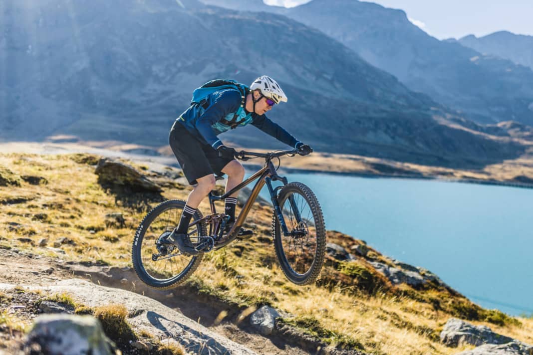 Playful handling? Not all the bikes in the test feel as comfortable on the descents as the models from Giant (pictured) and Specialized, Canyon and Rocky.