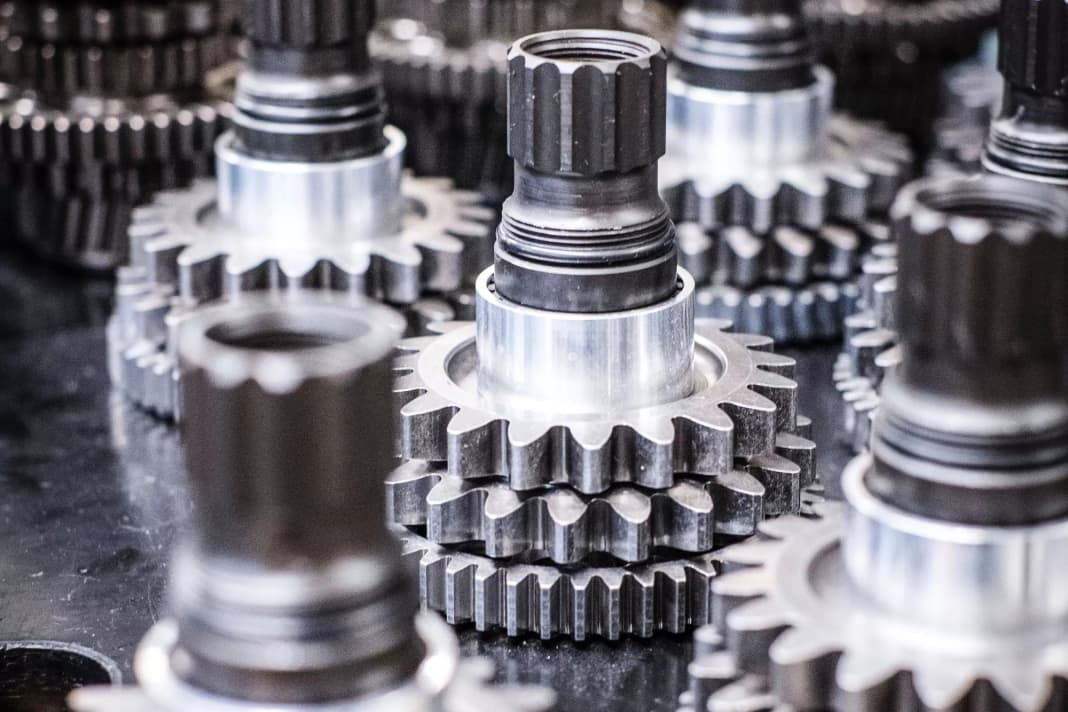 Plugged in: The pre-assembled gearboxes look like futuristic architectural models.