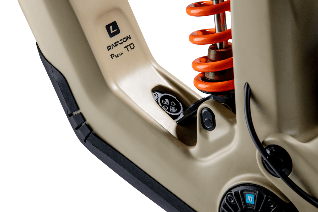 The charging port is located deep in the frame. This is also where the optional range extender is plugged in.