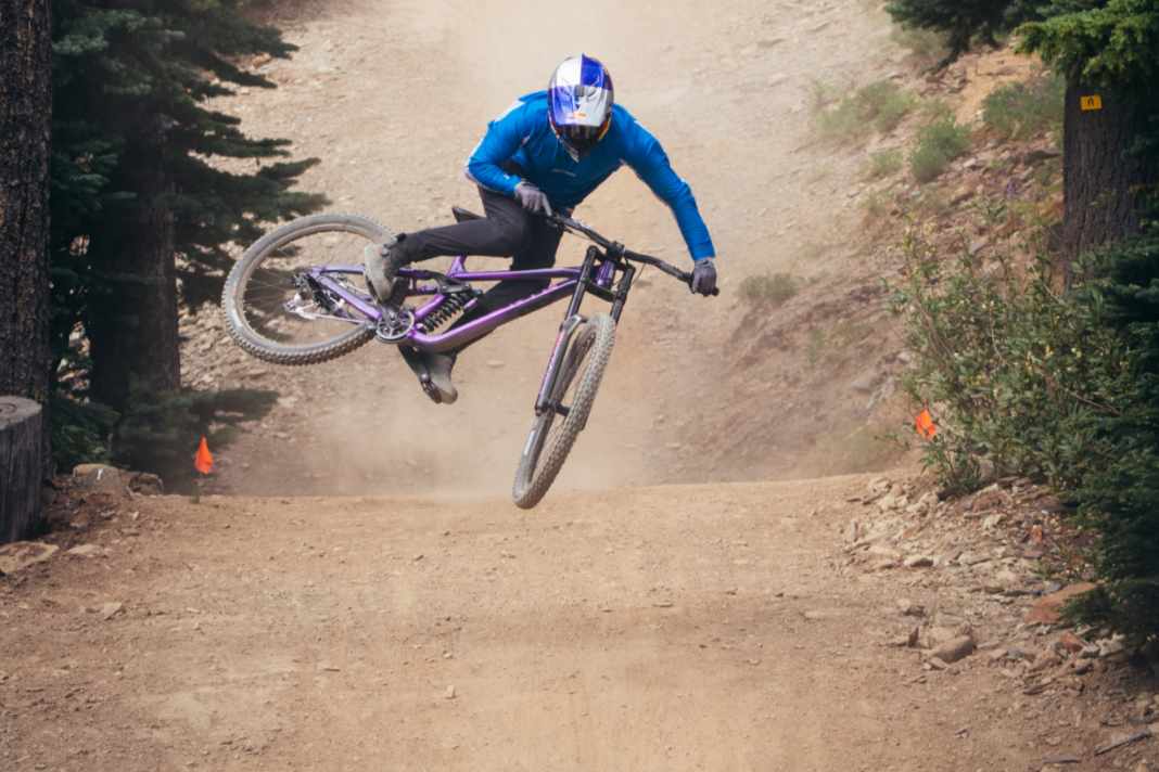 The Marin Quake in action. Team rider Matt Jones puts it across in the air. Yes, sir!