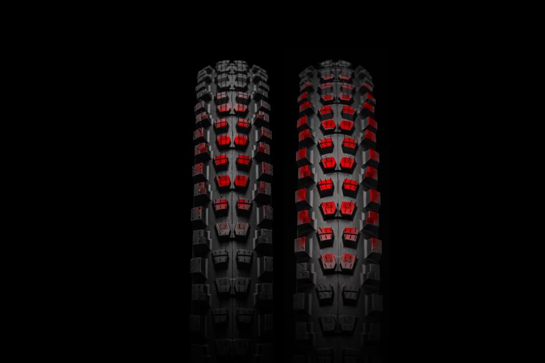 Rechts der Neue: 30 % mehr Grip. 30% haltbarer. Die Karkasse: Grid Gravity Radial.