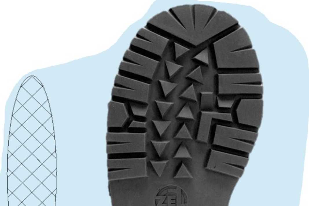 Im Vergleich zu einem Sohlenabdruck rollt ein MTB-Reifen auf sehr schlankem Fuß.