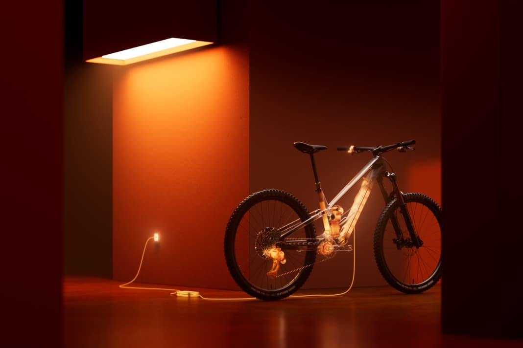 Das E-Bike von morgen? Beim Rallon RS sind Fahrwerk, Motor, Schaltung, E-System und Dropper-Post voll miteinander vernetzt. Separate Akkus entfallen.