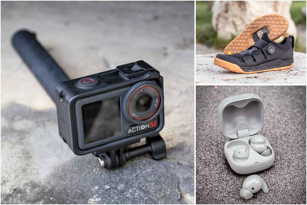 DJI Osmo Action 5 Pro, Canyon Scampr and Sony LinkBuds Fit