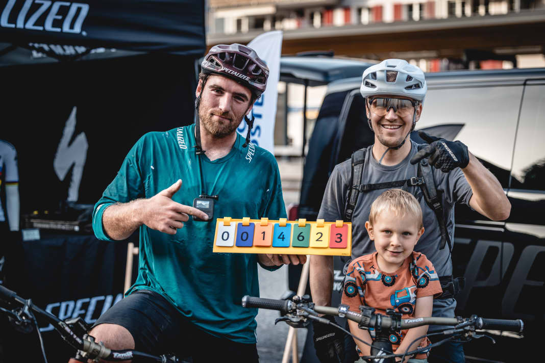 World record: Ralph van den Berg (right) and Max Chapuis cycled 14,623 metres of altitude in 16 hours.