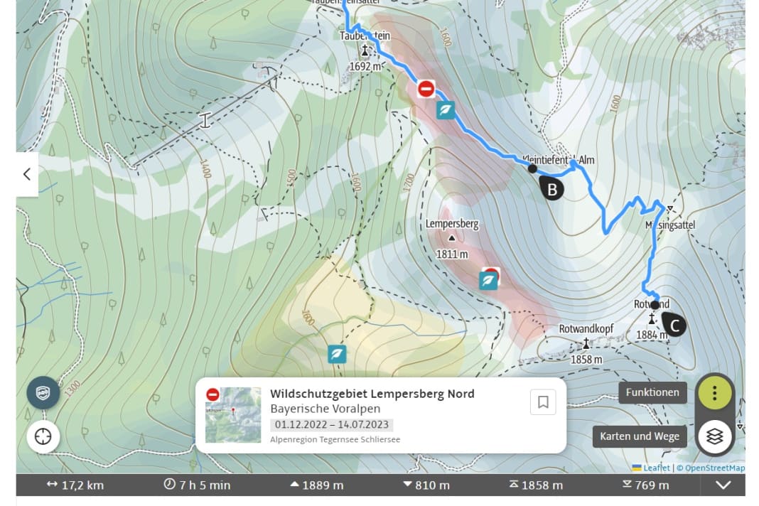 Outdooractive displays protected areas and temporary access restrictions