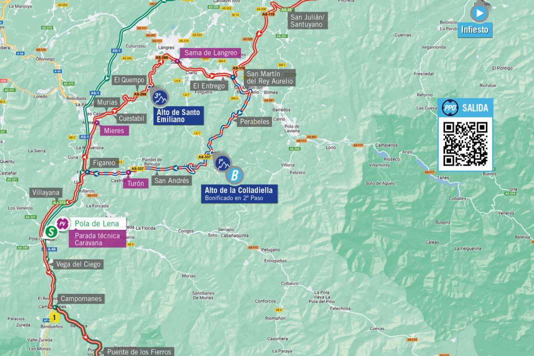 Die 15. Etappe auf der Karte
