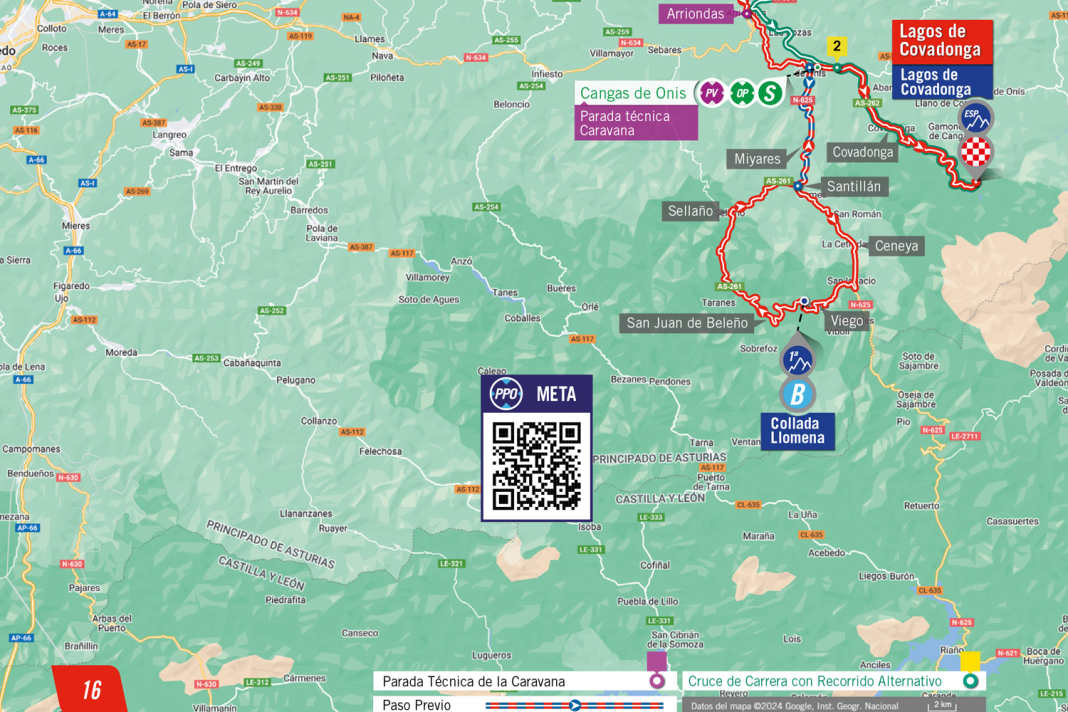 Die 16. Etappe auf der Karte