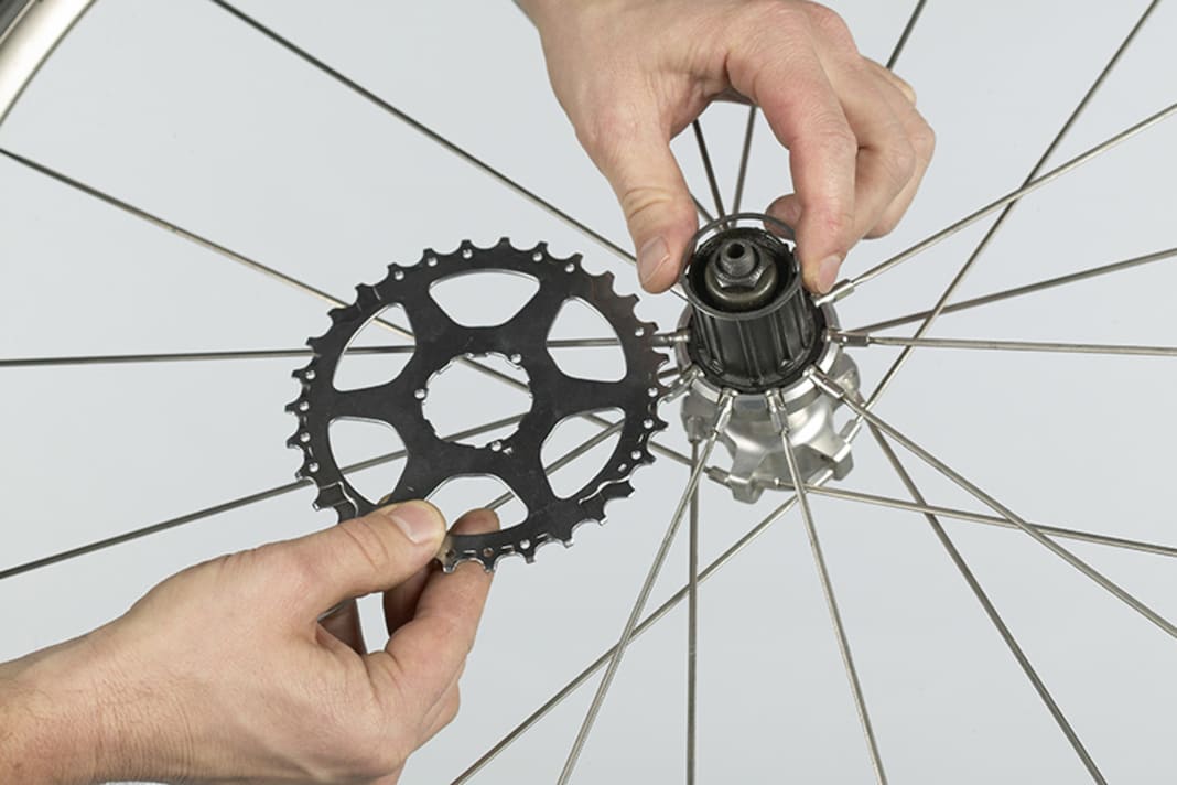 Shimanos Zehnfach-Ritzel sind 1,6 Millimeter dick, die Neunfach-Ritzel 1,8 Millimeter, weshalb sie nicht zum Umrüsten von Zehnfach- Kassetten geeignet sind, weil durch die anderen Ritzelabstände das Schaltverhalten beeinträchtigt wird. Neunfach-Ritzel passen auch nicht auf Zehnfach-Freilaufkörper aus Alu, weil deren Verzahnungsprofil höher ist. Sie passen jedoch auf Zehnfach-Freilaufkörper aus Stahl (zum Beispiel Ultegra). Aber: Abstandsproblem beachten! 
 
Von Shimano gibt es als Einzelteil noch ein 30er-Ritzel aus der HG-70-Serie; es ist allerdings auch 1,8 Millimeter breit und lässt sich wegen des etwas versenkt liegenden Bundes im Spiderarm nicht mit Shimanos Zehnfach- Zwischenringen kompatibel zum Zehnfach- Zahnkranz machen. Derzeit ist uns kein Hersteller spezieller Zwischenringe bekannt. 