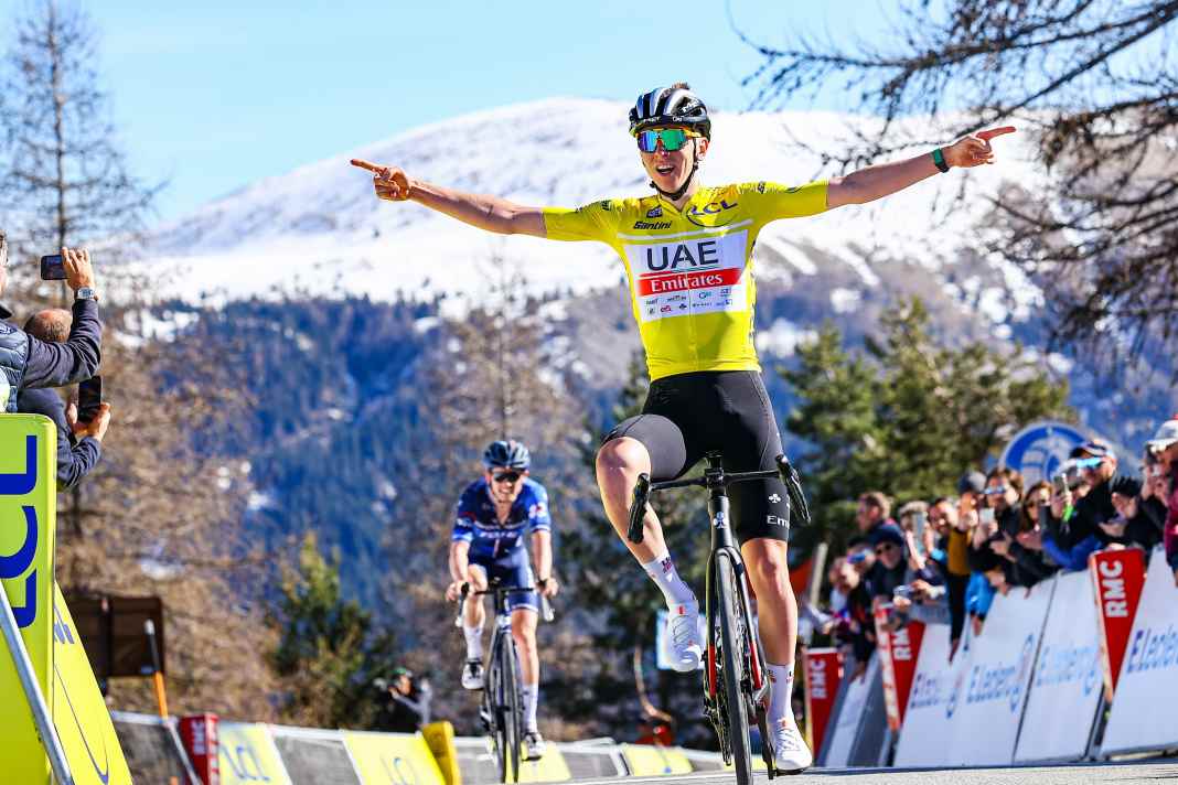 Tadej Pogacar won stage 7 of Paris-Nice 2023, which ended on the Col de la Couillole
