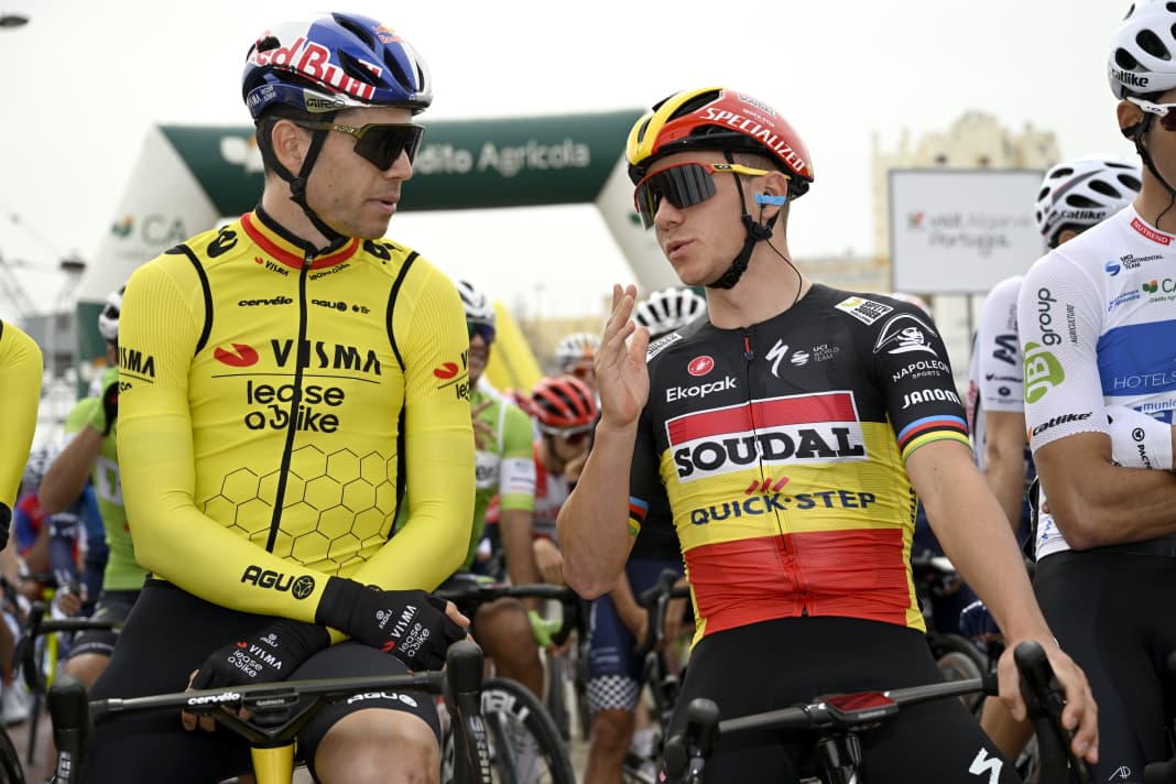 Wout van Aert Wout (links) und Remco Evenepoel (rechts) stehen bei der Algarve-Rundfahrt 2024 am Start