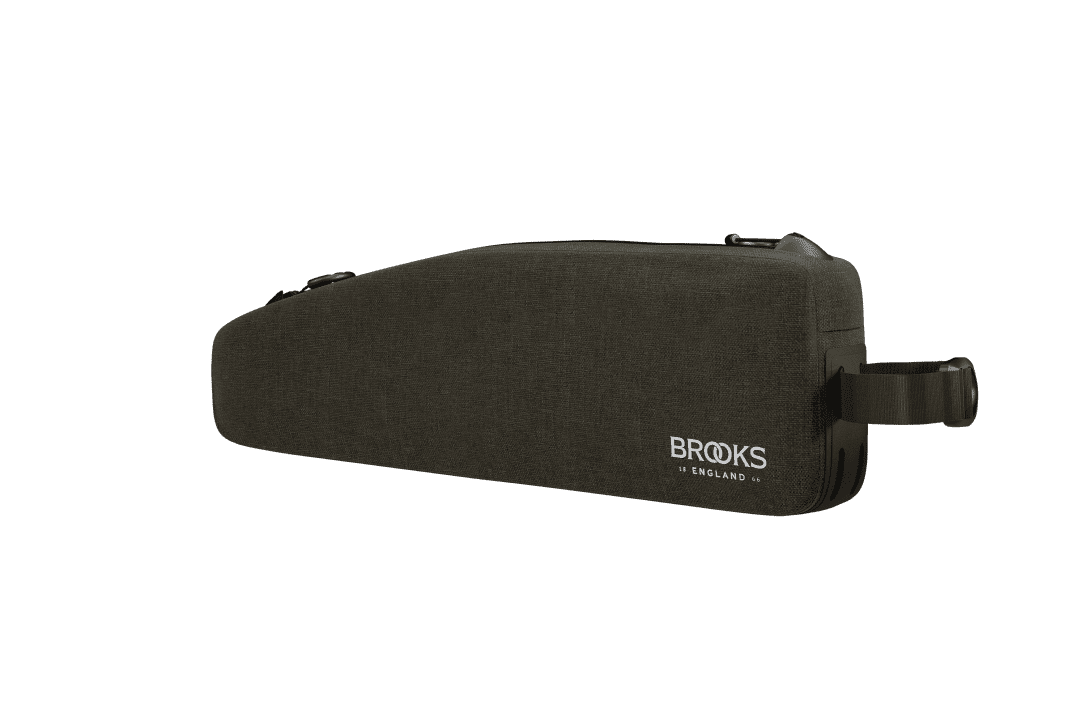 The long Top Tube Bag from Brooks in Mud Green...