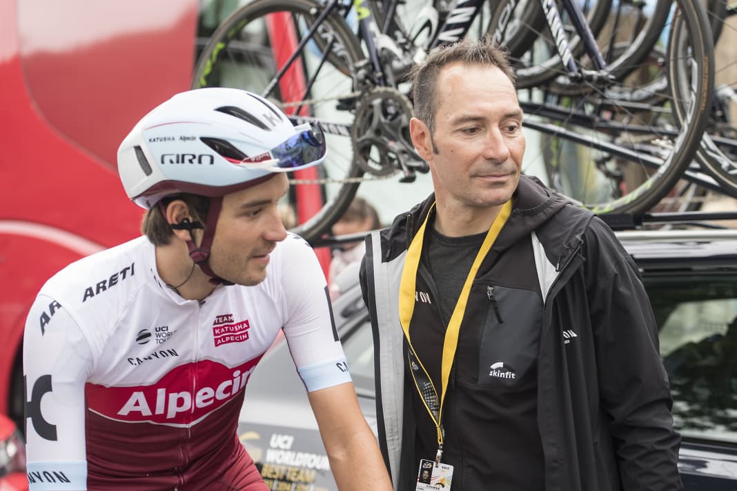 Rick Zabel (l.) und Erik Zabel 2019 vereint beim Team Katusha-Alpecin.