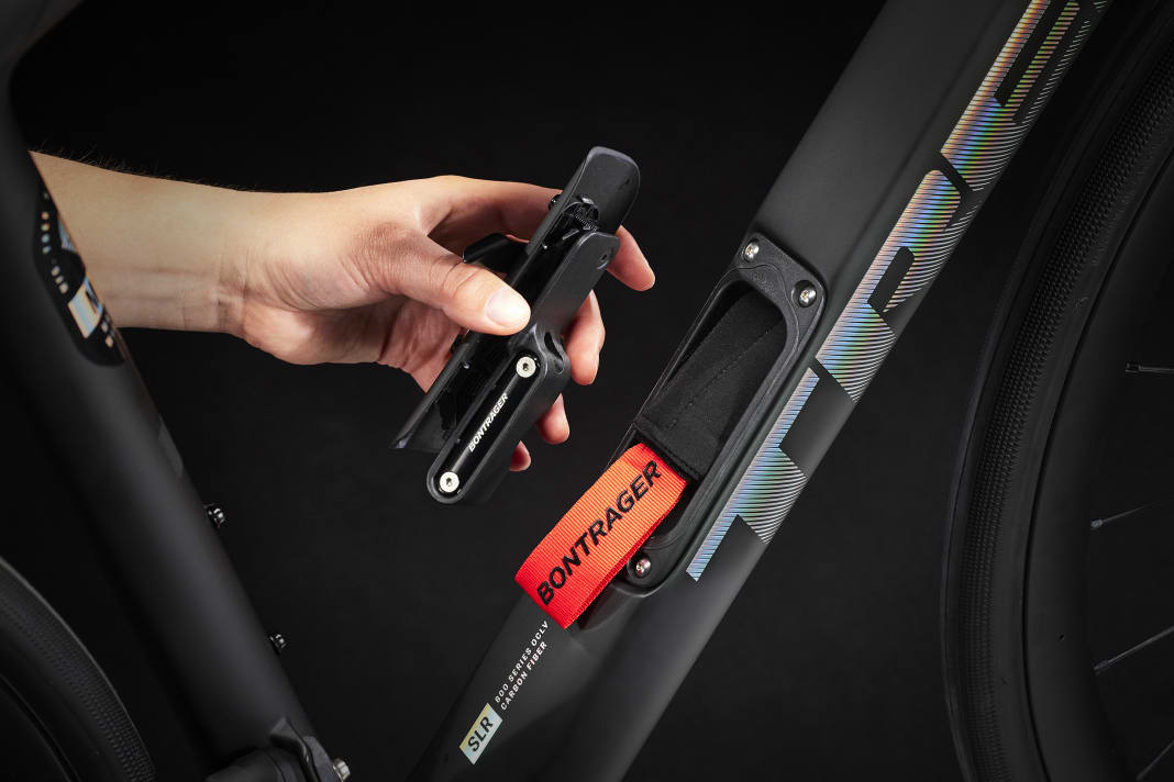 The Domane SLR and SL have a storage compartment on the down tube