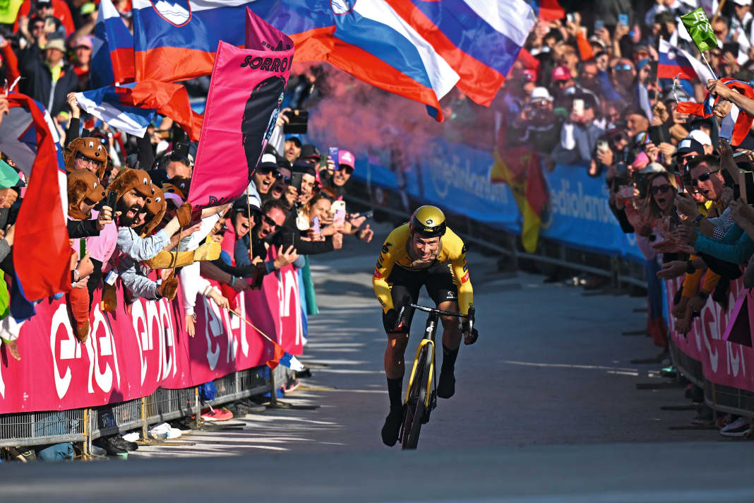 metres to the summit of Monte Lussari, where he won the pink jersey in the time trial