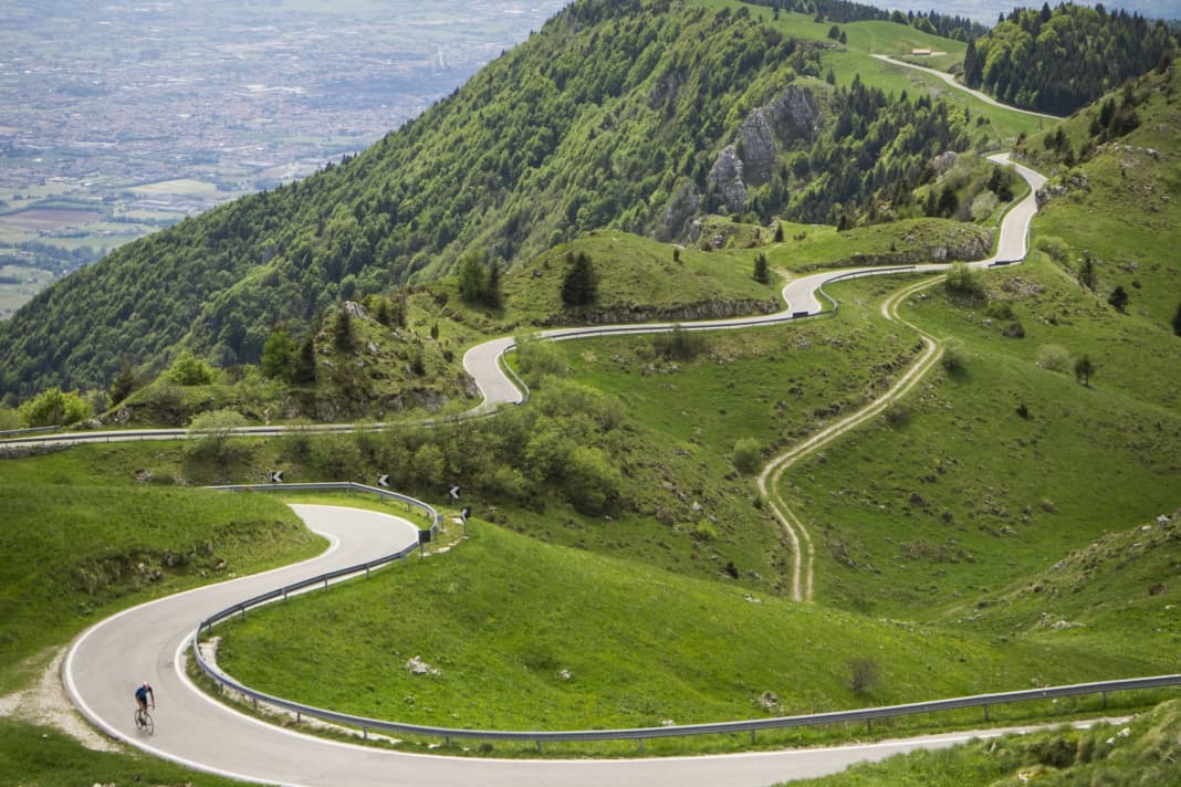 Monte Grappa rises almost 1,800 metres above the Po Valley - a wonderful climbing playground.