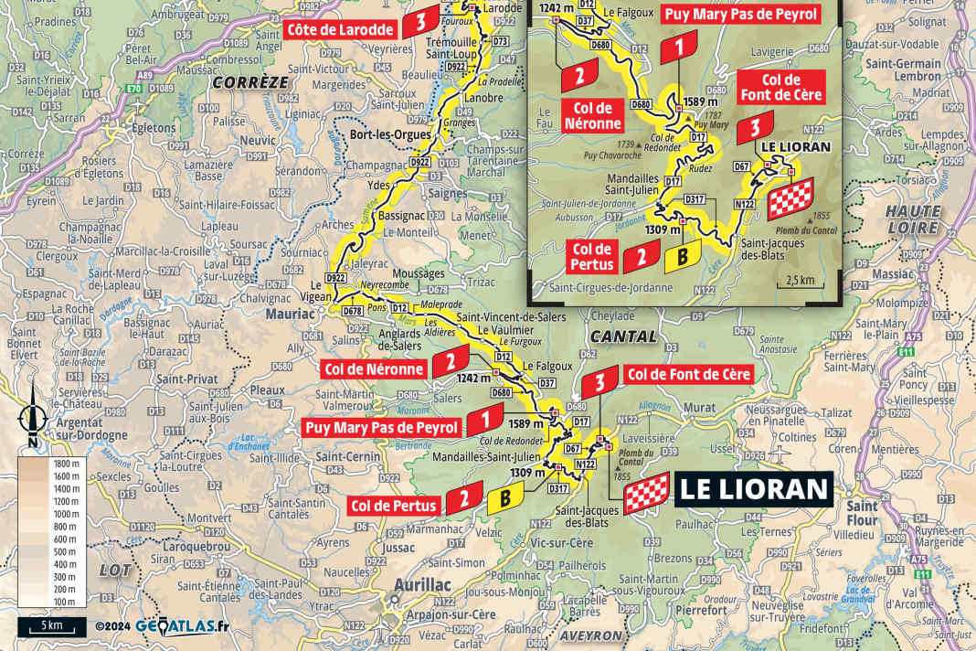 The 11th stage of the Tour de France 2024 on the map