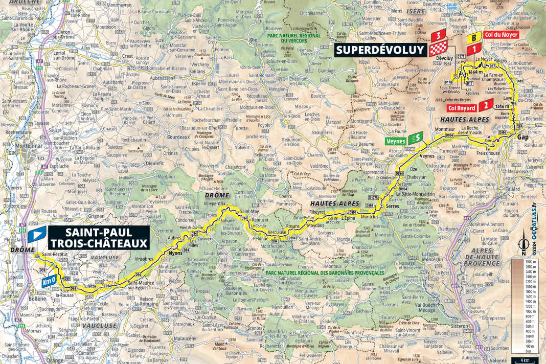 La 17e étape du Tour de France 2024 sur la carte
