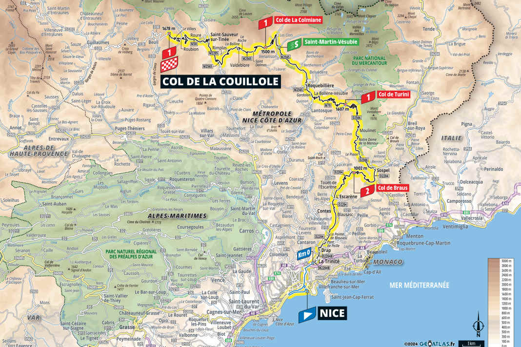 Die 20. Etappe der Tour de France 2024 auf der Karte