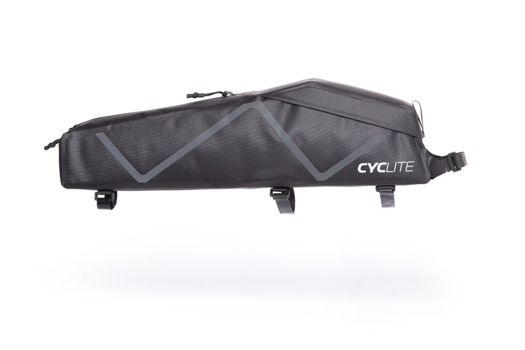 Die große Oberrohrtasche von Cyclite in schwarz.