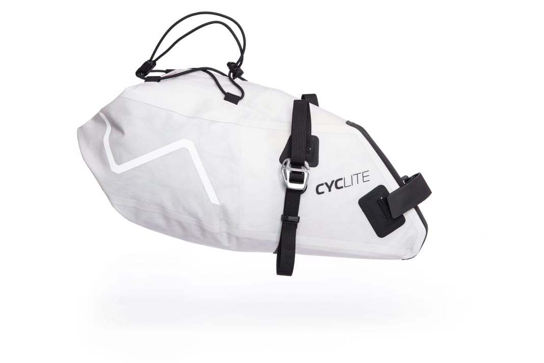 Die kleine Satteltasche von Cyclite gibt's wie alle Cyclite-Taschen in hellgrau ...