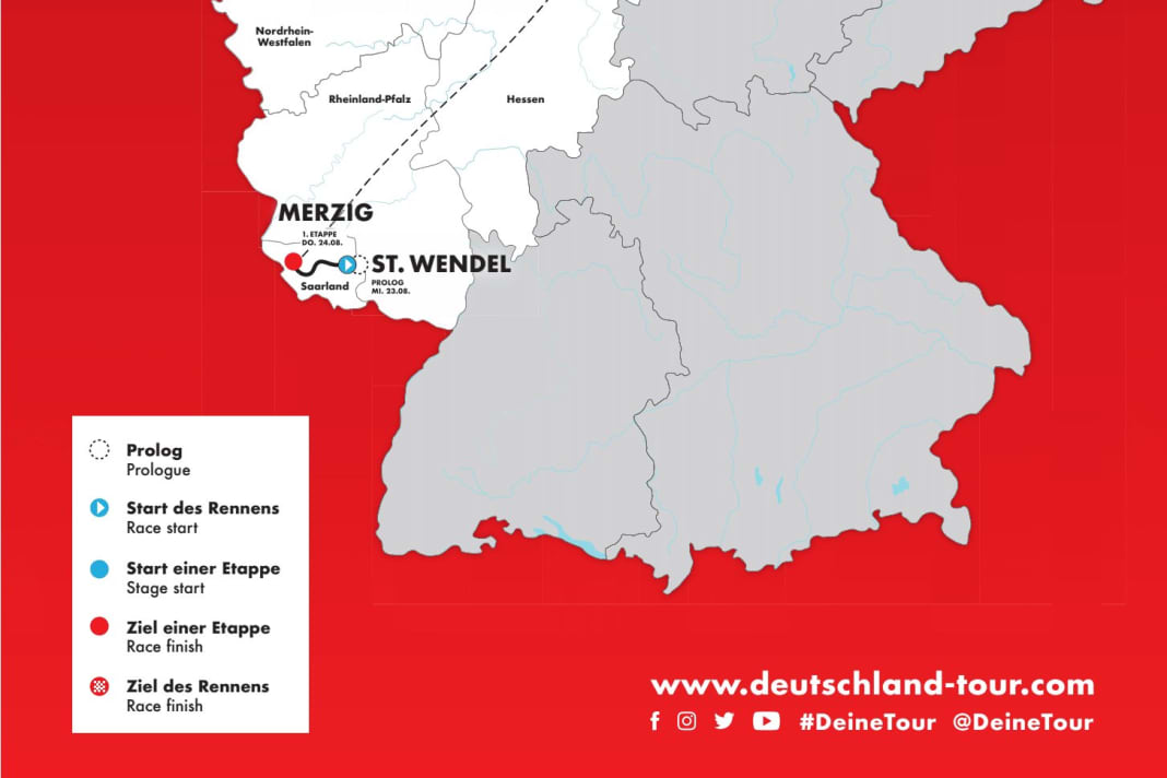 Overview of the course of the Deutschland Tour 2023