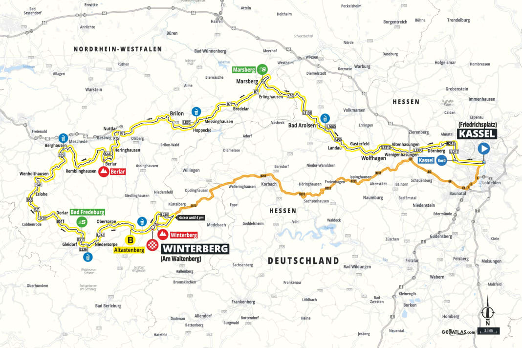 Die Karte zur der 2. Etappe der Deutschland Tour 2023
