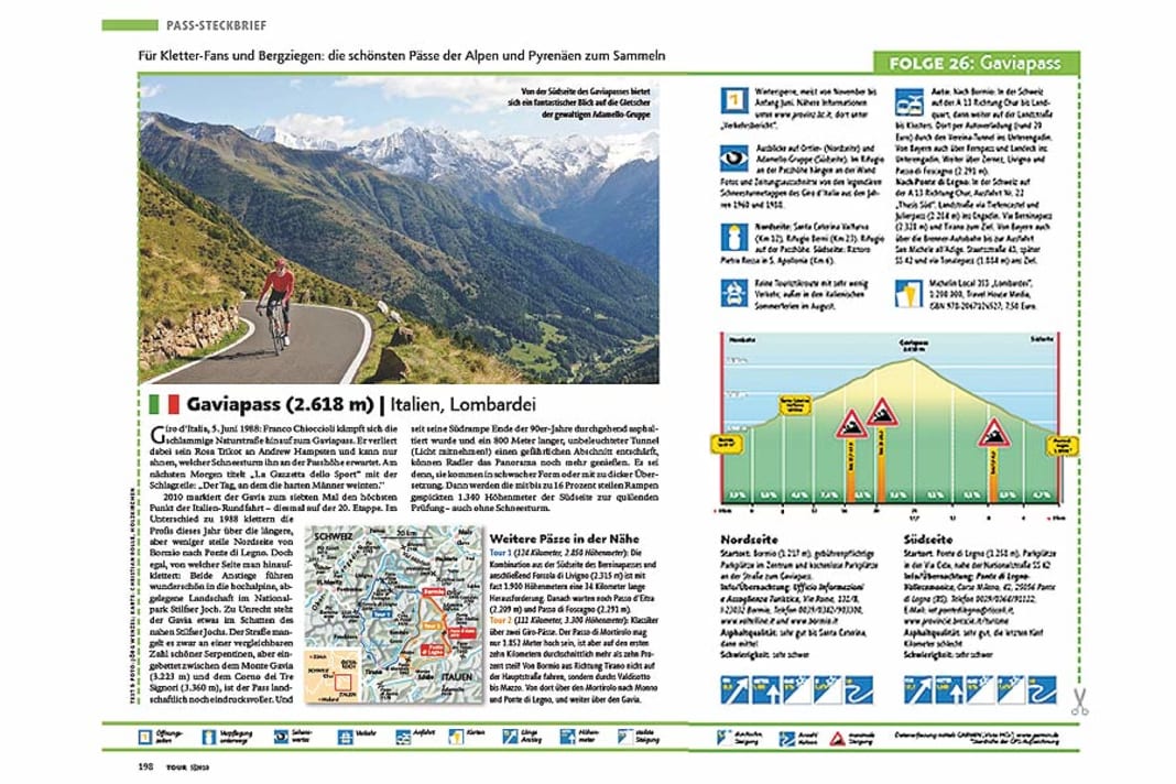 Pass-Steckbrief
Für Kletter-Fans und Bergziegen: die schönsten Pässe der Alpen und Pyrenäen zum Sammeln. Folge 26: der Gaviapass (2.618 m).