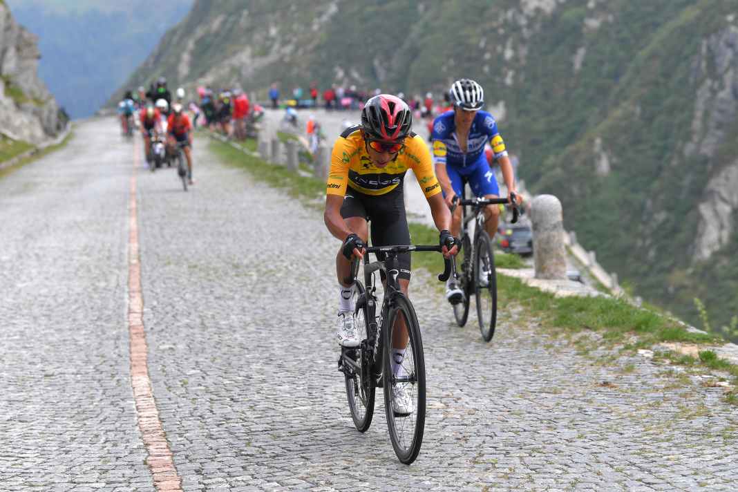 The last time a stage of the Tour de Suisse ended on the Gotthard Pass was in 2019 with Egan Bernal (front) as the winner. There will be another mountain finish on the pass in 2024
