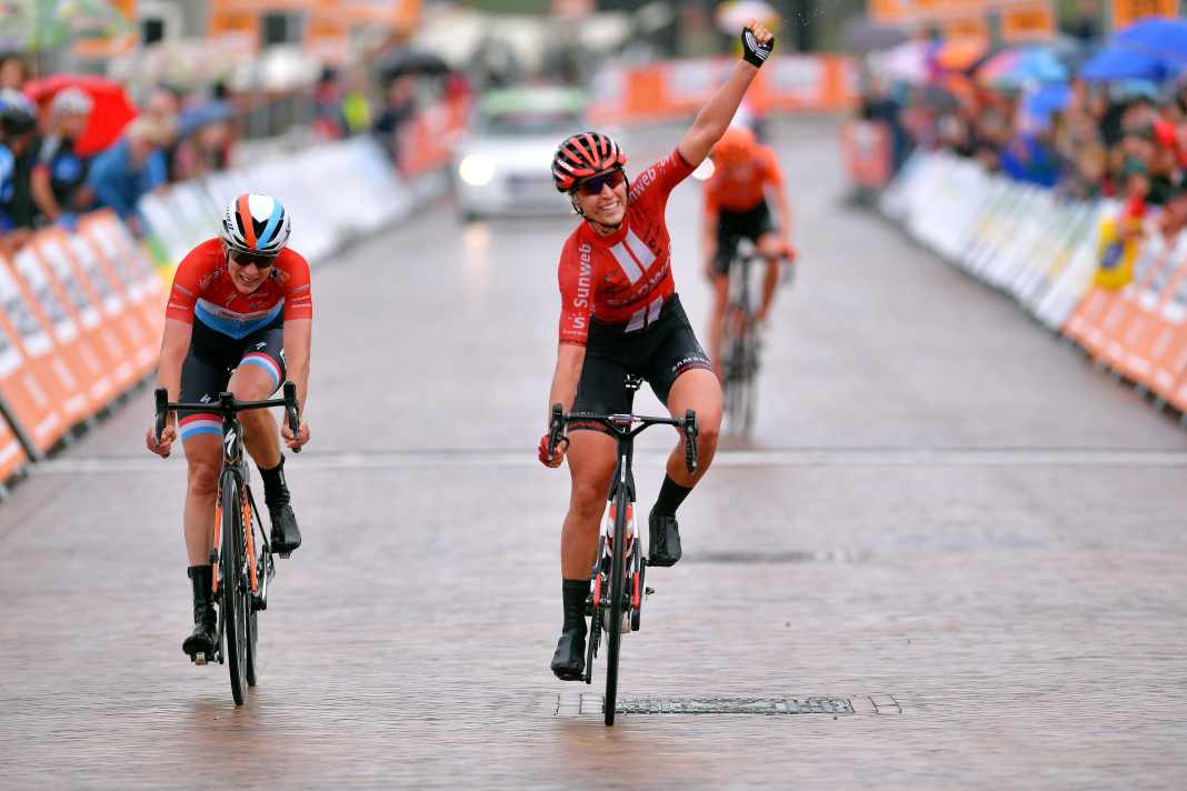Early success: Franziska Koch celebrated her first success as a professional in 2019. A stage win at the Boels Ladies Tour