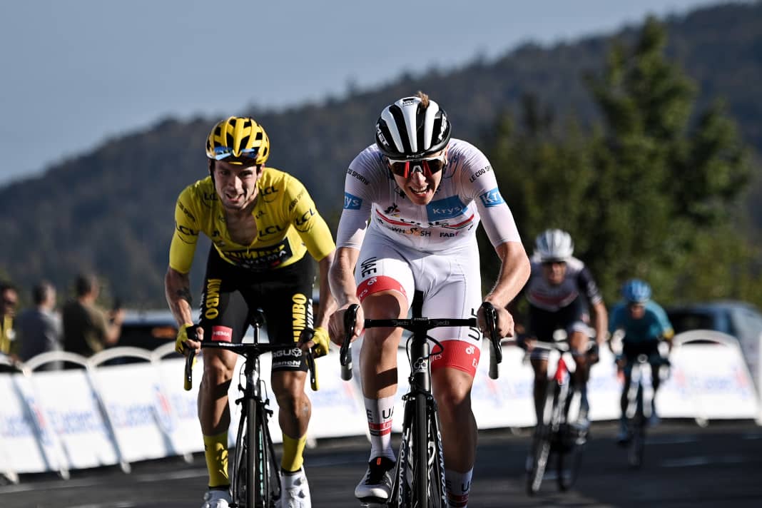 Menetekel at the Grand Colombier: 2020 Primoz Roglic looks after his compatriot Tadej Pogacar - who later also robs him of the overall victory