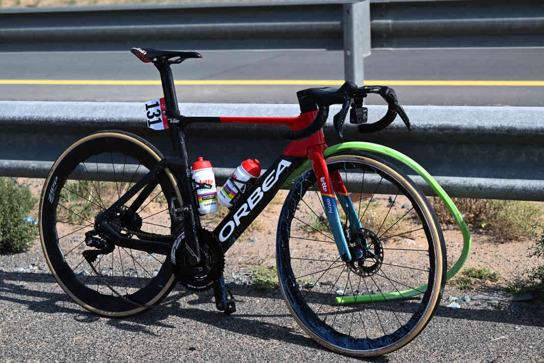 Picture of horror: The punctured tyre on Thomas De Gendt's bike at the UAE Tour shook up the scene.