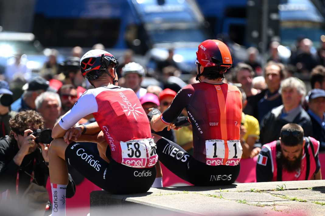 Geraint Thomas (à droite) a abordé la 5ème étape du Giro en toute décontraction. Et pour son compatriote Harrison Wood, la journée s'annonçait également bonne.