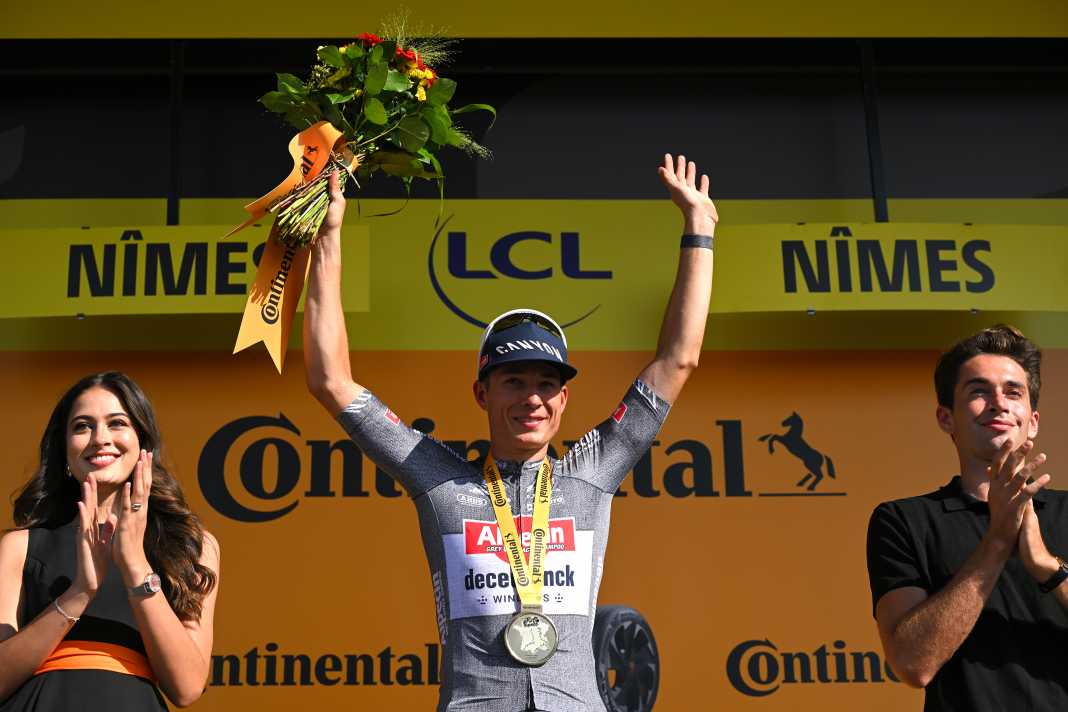 Jasper Philipsen celebrated his third stage win on the 16th stage of the Tour de France 2024