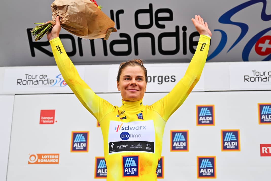 Lotte Kopecky won the Tour de Romandie 2025 by just 6 seconds ahead of Demi Vollering