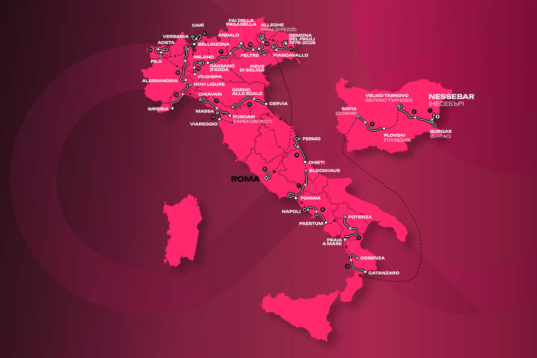 Der gesamte Streckenverlauf des Giro 2026