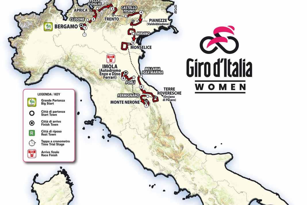 The Giro d'Italia Women 2025 on the map