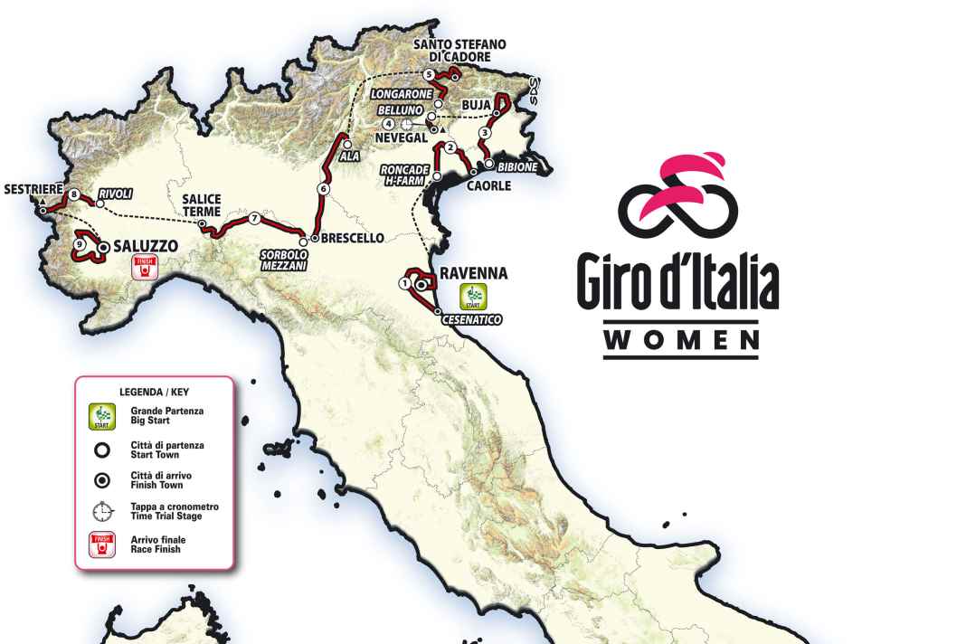 The route of the Giro d'Italia Women 2026